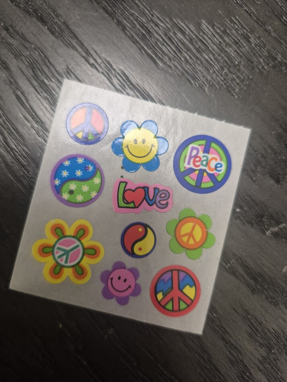 Kids Peace & Smile Sticker Sheet - Colorful Flower and Peace Symbols